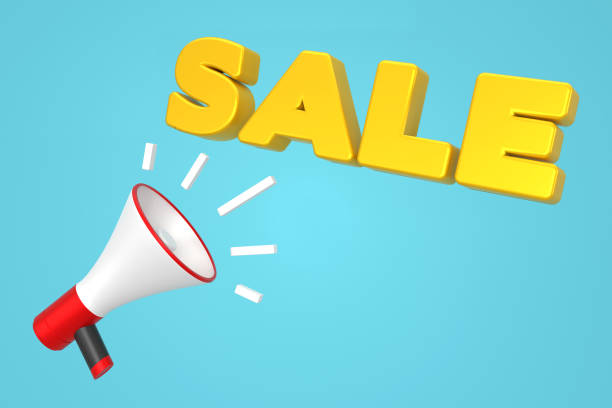 istock Announcement message with megaphone. Sale Concept. 1336284988