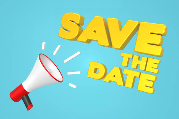 Announcement message with megaphone. Save The Date Concept.