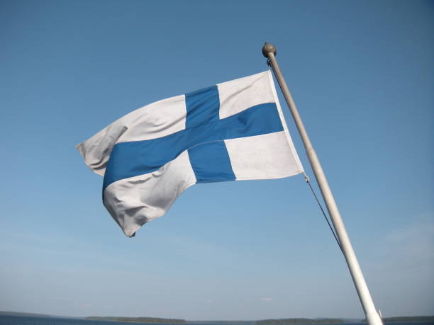 istock Finnish Flag flutters at the tip of ship 1336285290