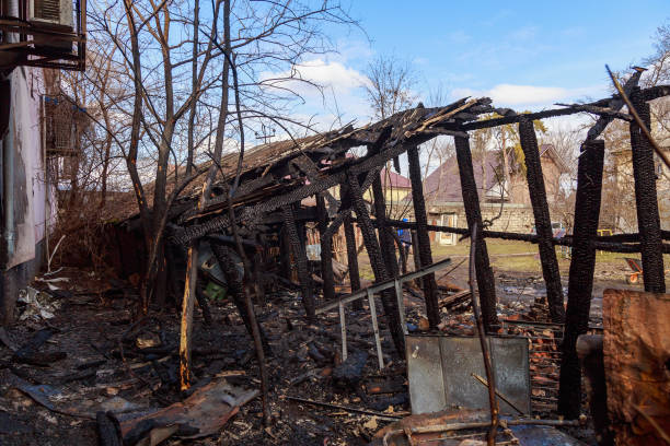 istock The aftermath of a fire in old wooden sheds 1336286687