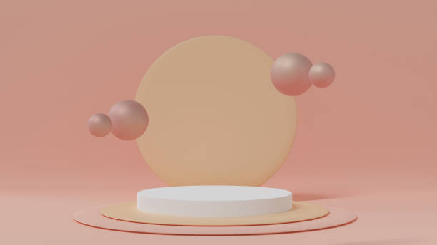 istock pastel orange minimal circle geometric stage display with floating ball, cute backdrop 1336288609