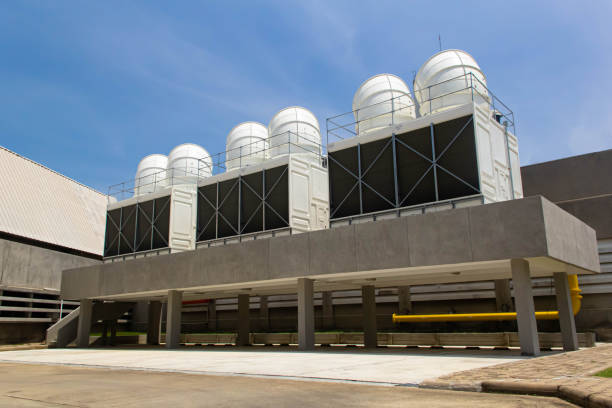 enfriadores de aire hvac en unidades de techo de aire acondicionado para grandes industrias - valve pipe refrigeration order fotografías e imágenes de stock