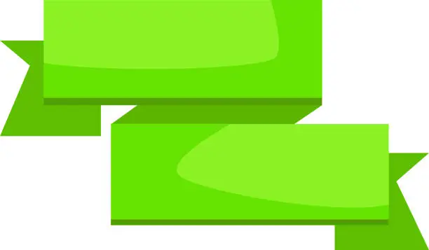 Vector illustration of Vector ribbon, with right angles, bright green color.