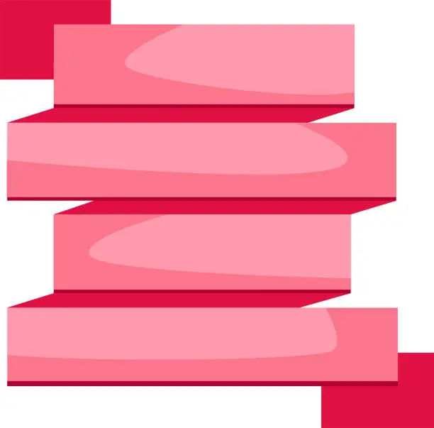 Vector illustration of Vector ribbon, with right angles, pink color.