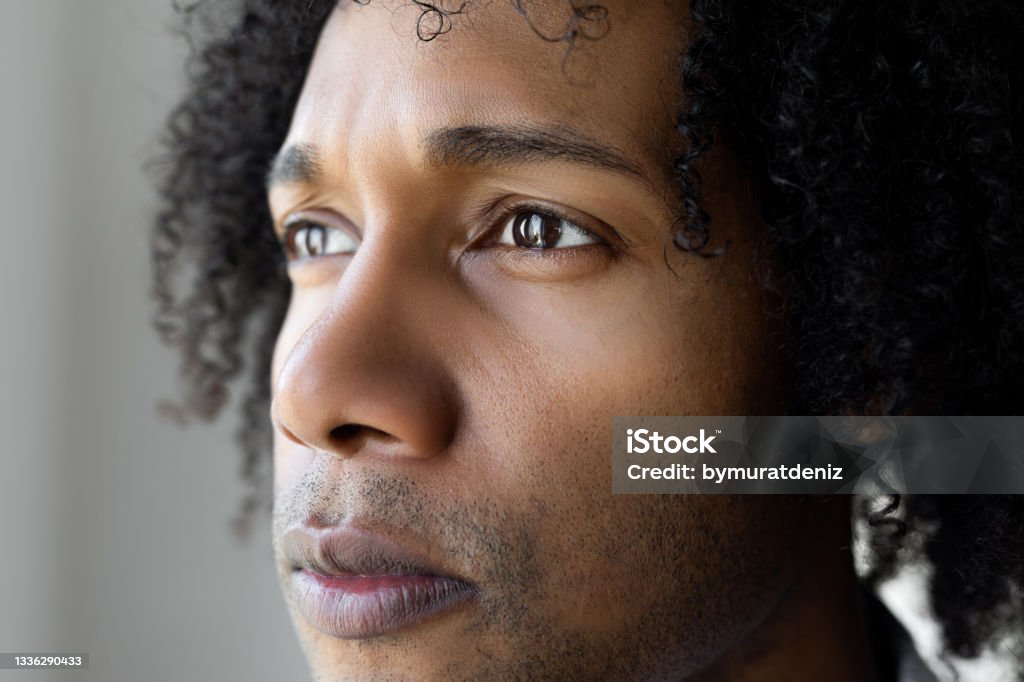 African-American man looking Eye Stock Photo