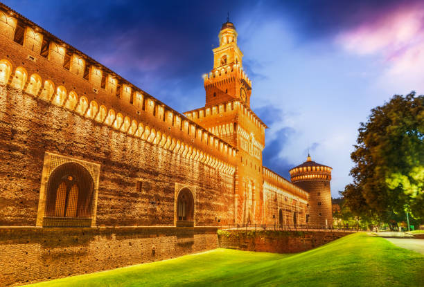 milano, italia - castello sforzesco in lombardia - milan italy italy castello sforzesco color image foto e immagini stock