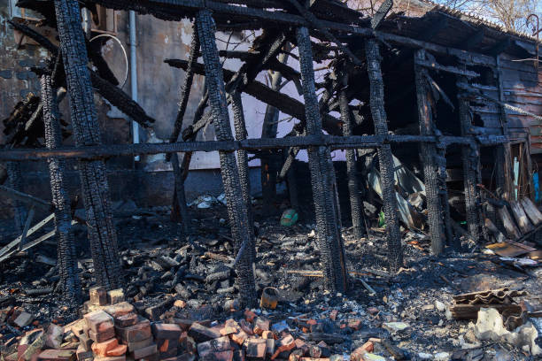 istock The aftermath of a fire in old wooden sheds 1336290593