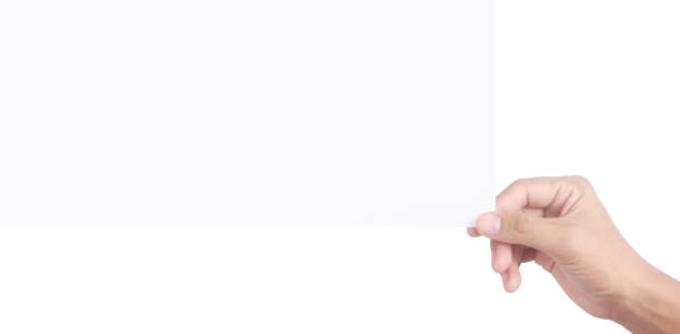 istock Empty space for text.Hand is holding the white blank paper 1336294344