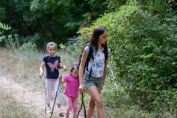 istock Kids hiking in the forest 1336297162