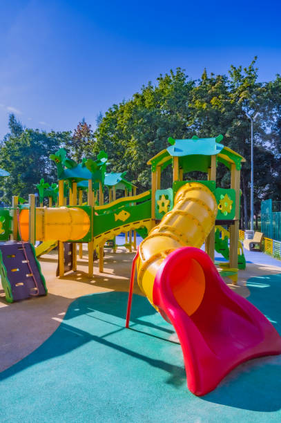 istock playground to play with a slide and stairs 1336297187