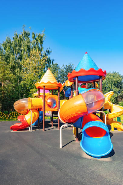 istock playground to play with a slide and stairs 1336298645