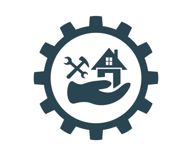 the icon is a vector illustration for the repair, installation, maintenance of houses and construction work. industry. - 重建 幅插畫檔、美工圖案、卡通及圖標