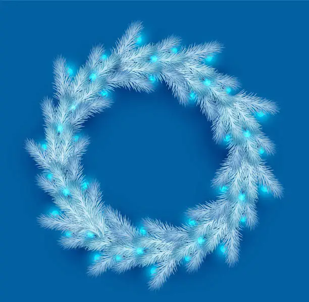 Vector illustration of Christmas Wreath with Garland