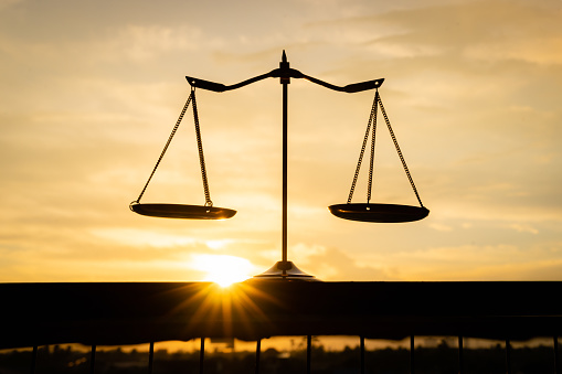 Scales of justice, Symbol of law and justice concept.