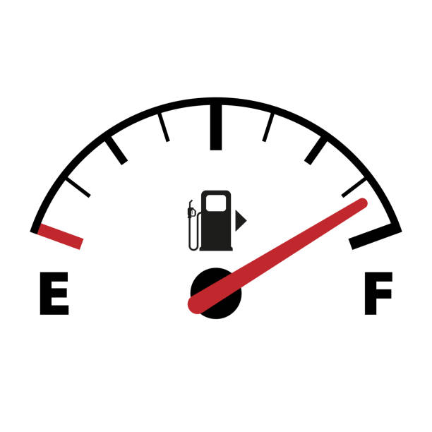 흰색 배경에 격리된 연료 게이지 기호 - gas fuel pump symbol gasoline stock illustrations