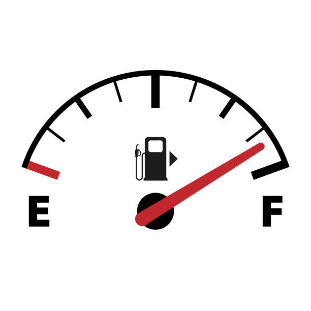 symbol wskaźnika paliwa izolowany na białym tle - gas gauge full empty stock illustrations