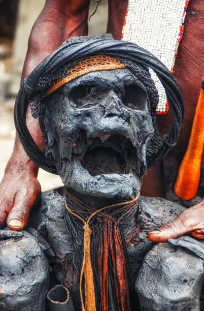 The mummy of a former Dani Chief, The Dani people are a people from the central highlands of western New Guinea. They are one of the most populous tribes in the highlands, and are found spread out through the highlands.