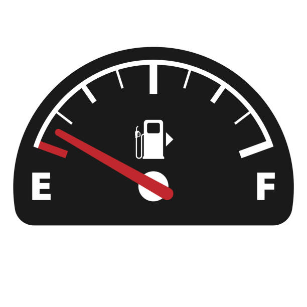 ilustraciones, imágenes clip art, dibujos animados e iconos de stock de símbolo del indicador de combustible aislado sobre fondo blanco - gas gauge full empty