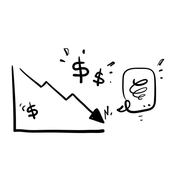 手描きの落書き財務グラフダウンアイコンイラストレーションベクター分離 - exchange rate decline loss graph点のイラスト素材／クリップアート素材／マンガ素材／アイコン素材