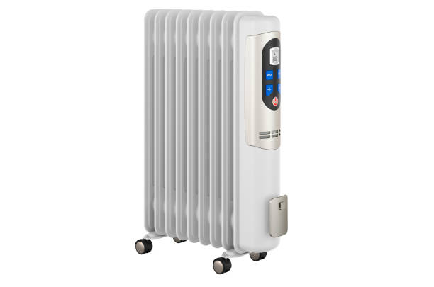 istock Electric oil heater, 3D rendering isolated on white background 1336316464