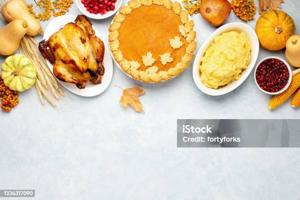 Thanksgiving Greeting Card Background Or Festive Dinner Invitation Template Stock Photo - Download Image Now