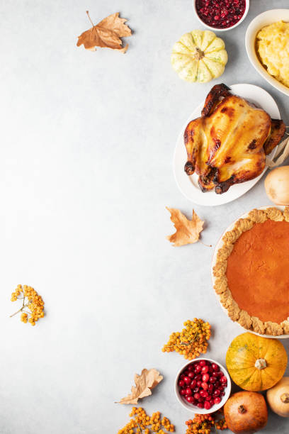 istock Thanksgiving greeting card background or festive dinner invitation template 1336317107