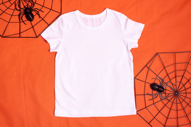 istock White t-shirt mockup on orange halloween background 1336318468