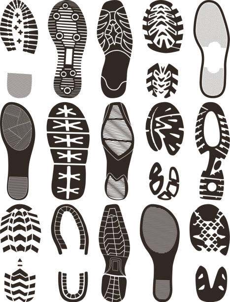 nadruki na butach - shoe print stock illustrations