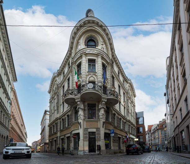 Riga, Latvia. 22 August 2021.  External view of the Italian Embassy palace in the city center