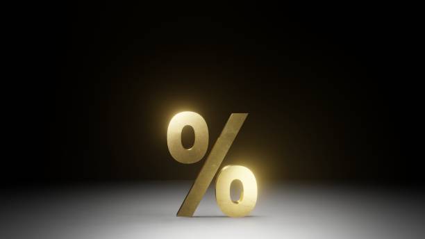 istock Gold colored percentage sign with copy space 1336323762