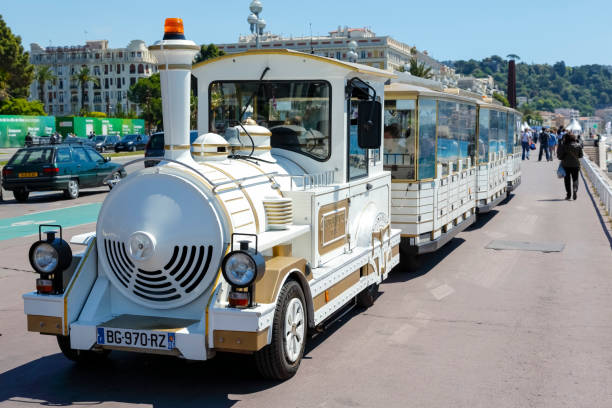 Tourist train in Nice in France stock photo