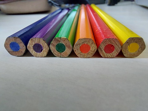 LGBTQIA+ colors in pencil desk