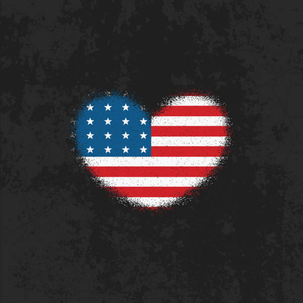 istock Colored illustration of a heart, a flag on a background with a grunge texture. 1336326341