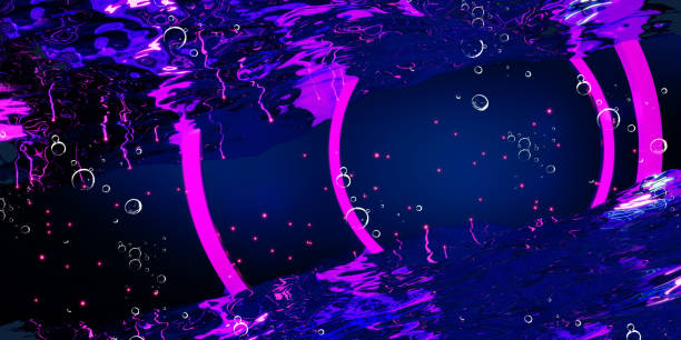 glow frame neon laser underwater 3d illustration - club soccer fotos imagens e fotografias de stock