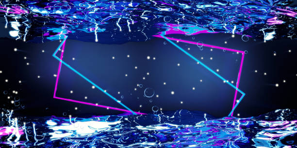 glow frame neon laser underwater 3d illustration glow frame neon laser underwater 3d illustration pseudanthias pleurotaenia stock pictures, royalty-free photos & images