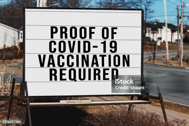 Retail Store Requires Vaccination Stock Photo - Download Image Now - Vaccination, Proof - Document, Sign