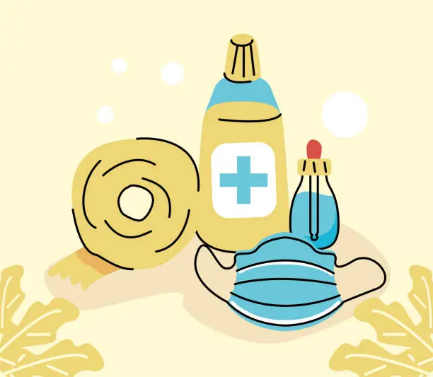 Vector illustration of med kits four icons