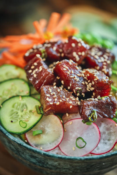 istock Ahi Tuna with Cucumber, Radish, Carrots and Avocado 1336342171