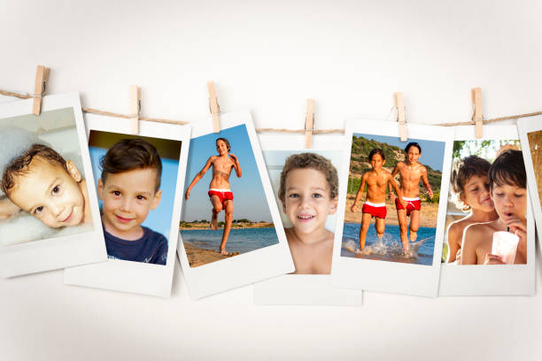 Family pictures Instant Photo Prints Collection (clipping path) Family pictures Instant Photo Prints Collection (clipping path) family photo on wall stock pictures, royalty-free photos & images