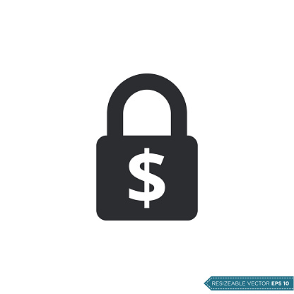 Padlock Money Sign Icon Vector Template Flat Design