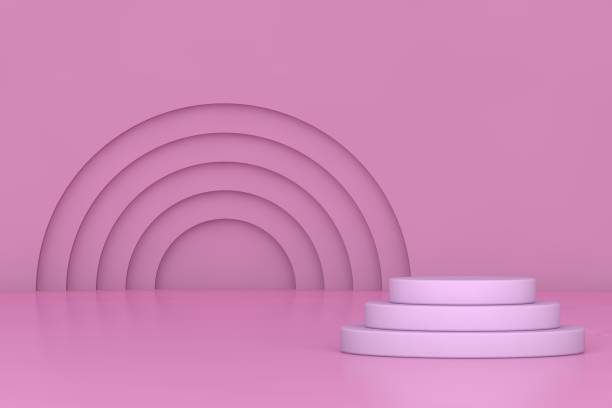 istock Podium and minimal abstract background, 3d rendering geometric shape, Stage for awards on website in modern. Empty product stand. 1336350387