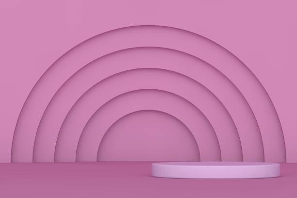 istock Podium and minimal abstract background, 3d rendering geometric shape, Stage for awards on website in modern. Empty product stand. 1336350410