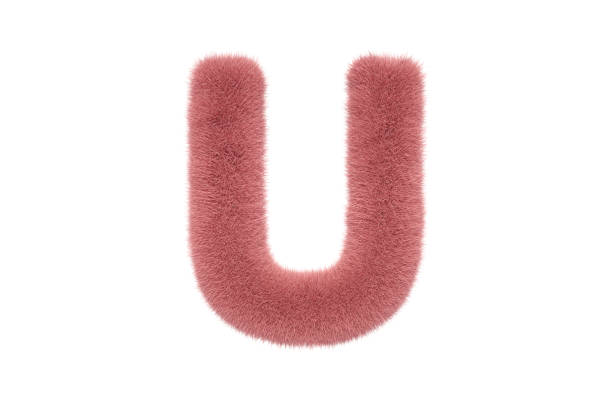 istock Letter U with Pink Fluffy Hairy Fur Uppercase 1336350842