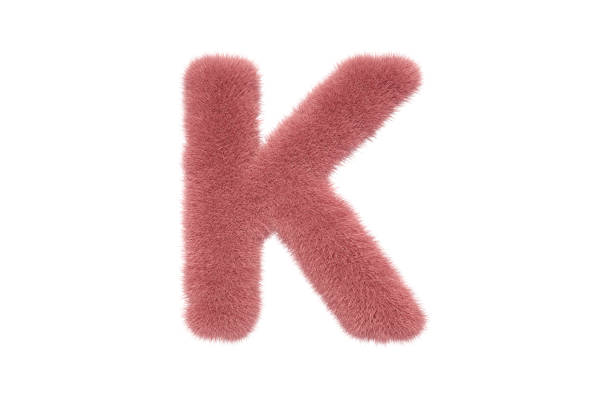 istock Letter K with Pink Fluffy Hairy Fur Uppercase 1336351639