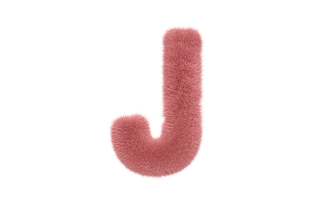 istock Letter J with Pink Fluffy Hairy Fur Uppercase 1336351664