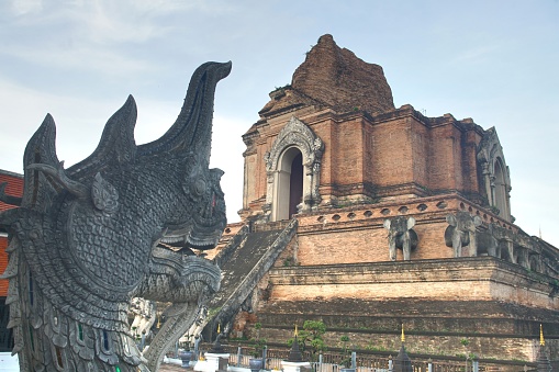 wat chedi luang temple at chiang mai Thailand