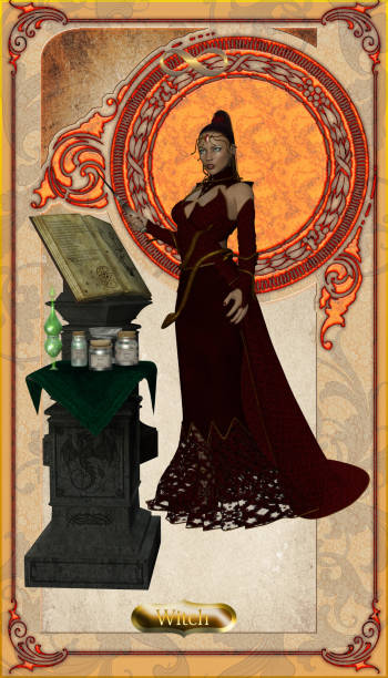 cartão de bruxa - magic magic trick vertical tarot cards - fotografias e filmes do acervo