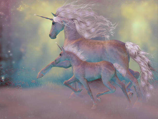 istock Fantasy Mare and Foal Unicorn 1336353440
