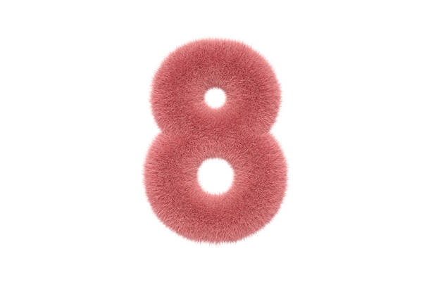 istock Number 8 with Pink Fluffy Hairy Fur 1336354276