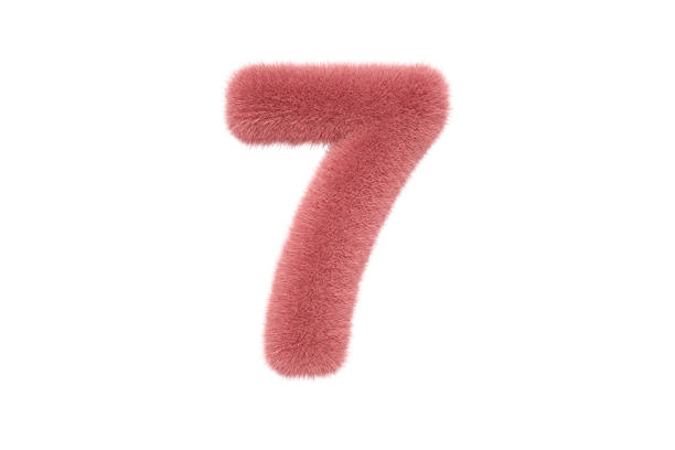 istock Number 7 with Pink Fluffy Hairy Fur 1336354302